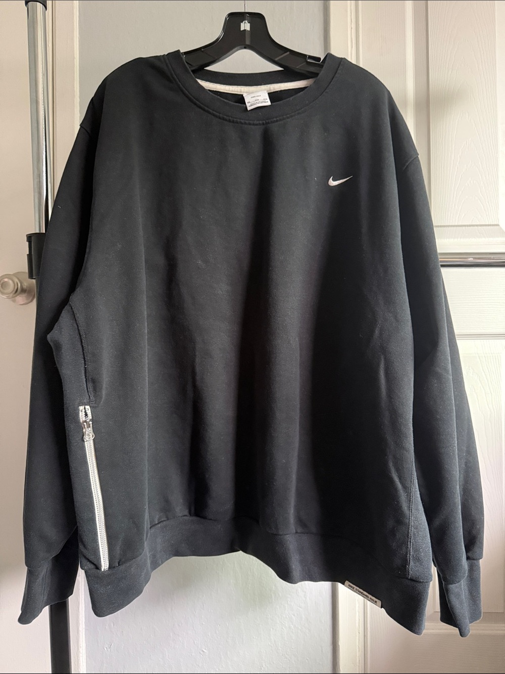 Men Nike Black Crew Sweatshirt with Side Zipper